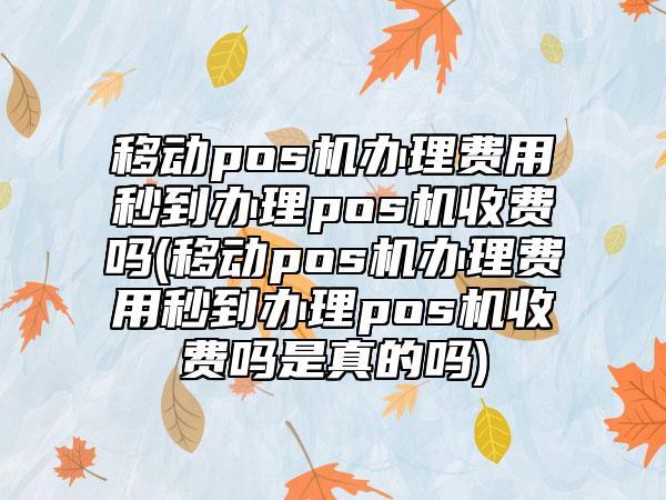 办理pos机的费用